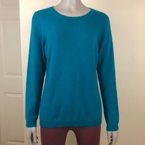Charter Club 100% cashmere teal crew neck sweater long sleeve soft luxury Macy's